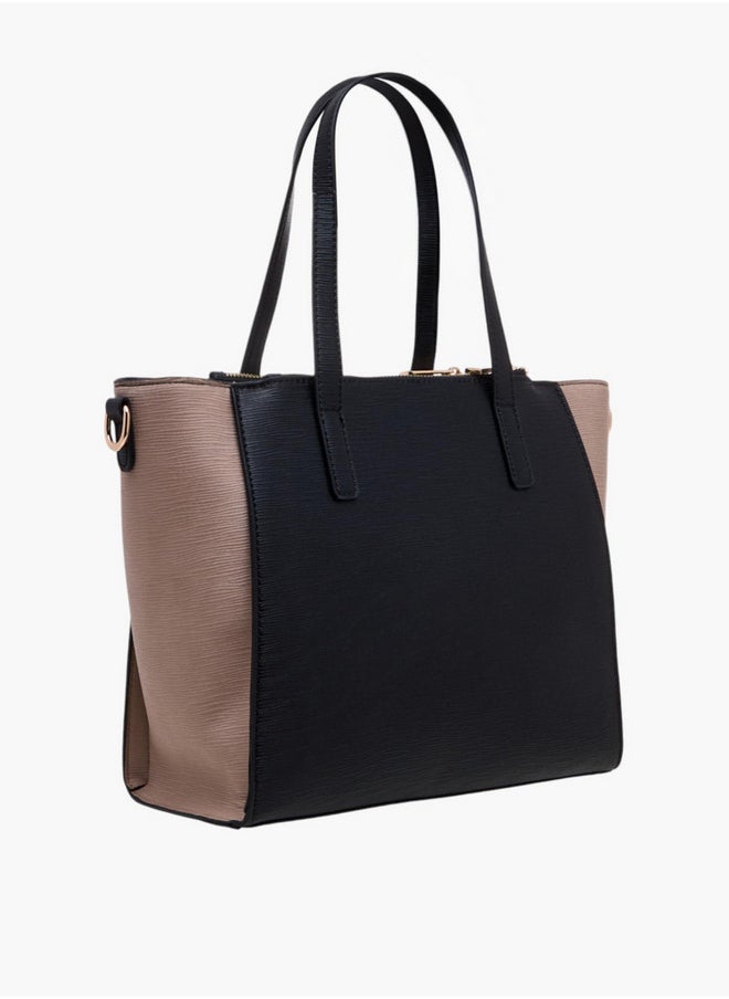 Flora Bella By Shoexpress Colourblock Tote Bag with Double Handle and Zip Closure  - Image 3