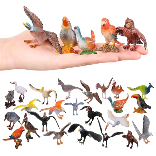 HOMNIVE Realistic Bird Figurines 24pcs Eagle Parrot Robin Owl Toys Fairy Garden Accessories Educational Learning Dollhouse Birthday Cake Topper Gift for Kids - Image 1