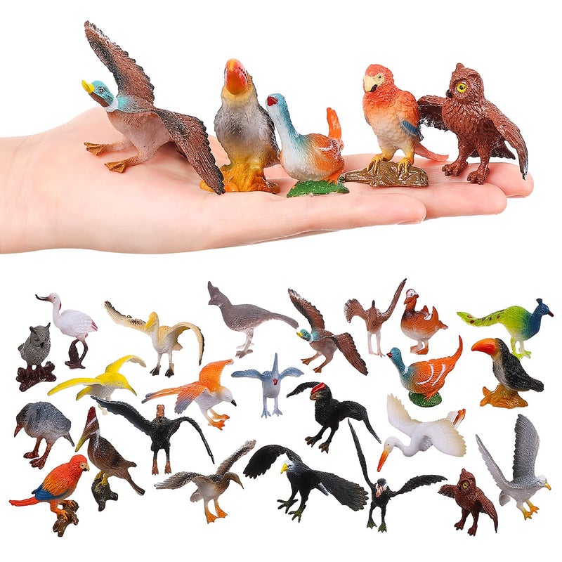 HOMNIVE Realistic Bird Figurines 24pcs Eagle Parrot Robin Owl Toys Fairy Garden Accessories Educational Learning Dollhouse Birthday Cake Topper Gift for Kids - Image 3
