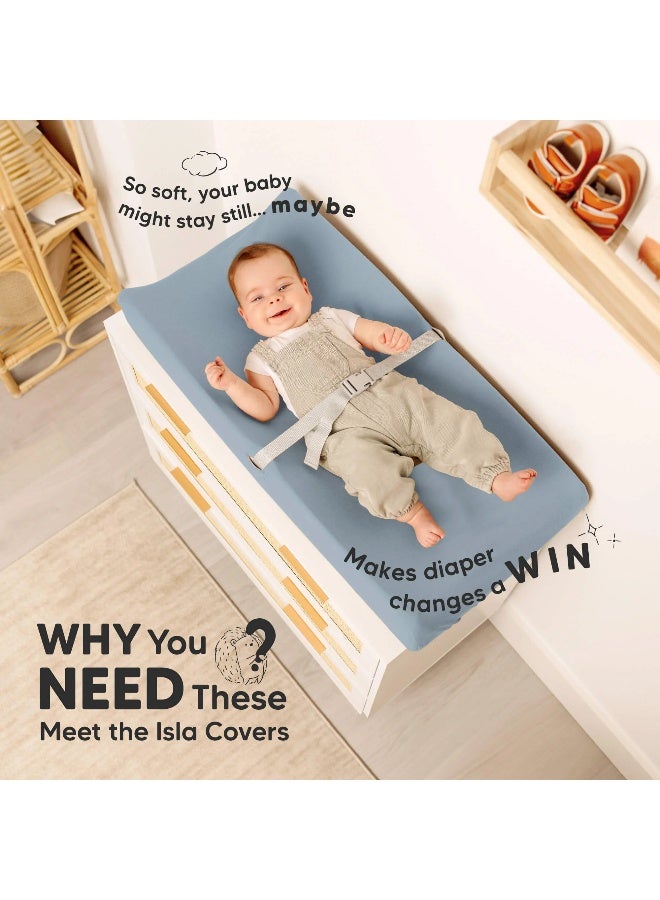 KeaBabies Isla Changing Pad Covers 2 Pack, Stretchy Nursery Cover, Sage - Image 2