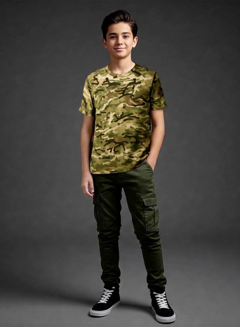 Selecta Now Boys Premium 100% Combed Cotton Camouflage Crew Neck T-Shirts Soft Breathable Shirts - Image 1