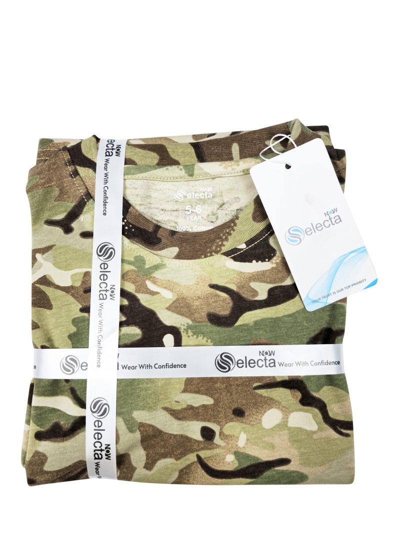 Selecta Now Boys Premium 100% Combed Cotton Camouflage Crew Neck T-Shirts Soft Breathable Shirts - Image 4
