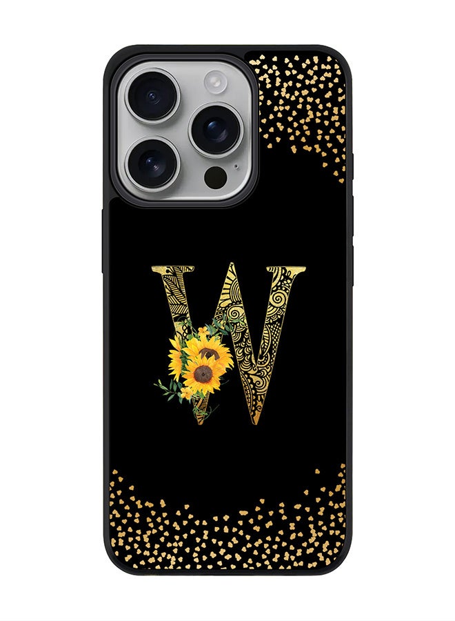 Stylizedd For iPhone 16 Pro Case [Compatible with MagSafe] Slim Magnetic cover Phone Case iPhone 16 Pro -Custom Floral Monogram - W ( Black ) - Image 1