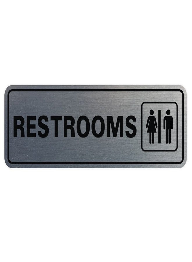 All Quality Standard RESTROOMS Sign - Silver - Large - Image 1