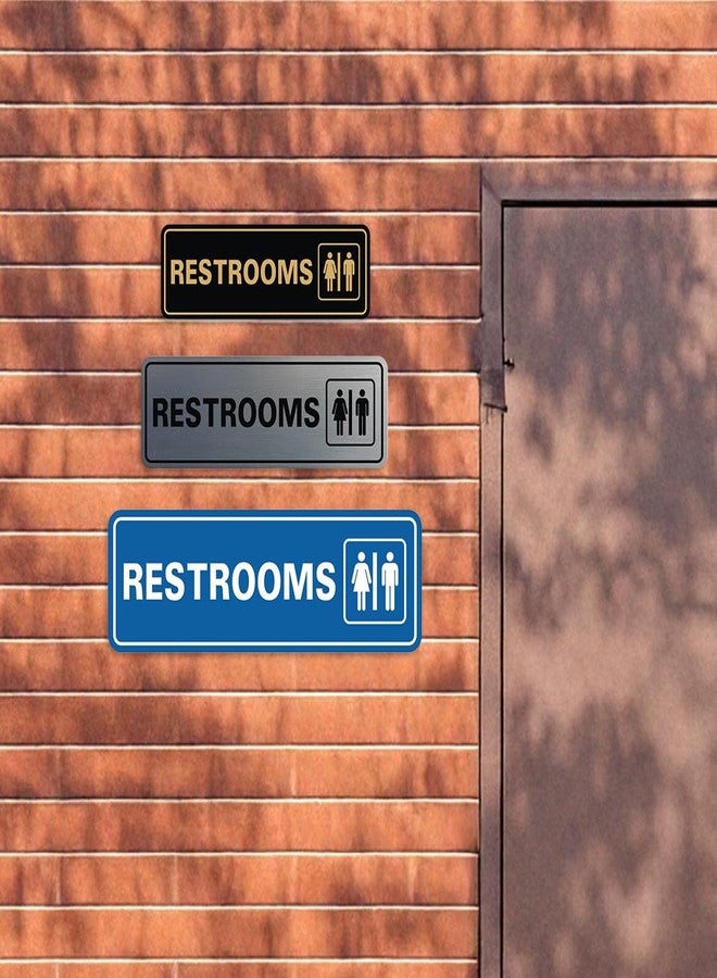 All Quality Standard RESTROOMS Sign - Silver - Large - Image 2