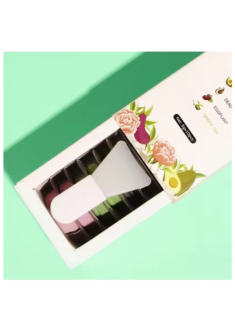 Organic Clay Mask Kit, Korean Skin Care Moisturizing, Turmeric, Green Tea, Pink Rose, Avocado and Eggplant, Facial Mud Mask For Acne Skin. 10 Pods - Image 3