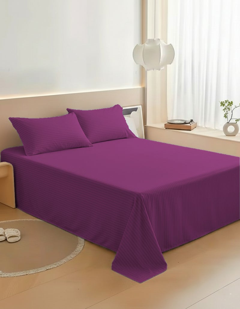MAXQON 3‑Piece Premium Microfiber Bed Sheet Set – Double Size Flat Sheet (230x255 cm) with 2 Pillowcases (50x75 cm) – Ultra‑Soft, Breathable, Wrinkle‑Resistant Fabric – Perfect for Home & Hotel Use, Purple - Image 2