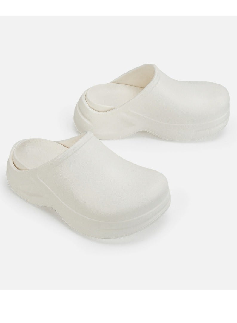 Loquat Women’s EVA Clogs Garden Shoes Comfort Thick Sole Waterproof Slip-on Outdoor Beach Slippers Closed Toe Sandal White  - Image 3