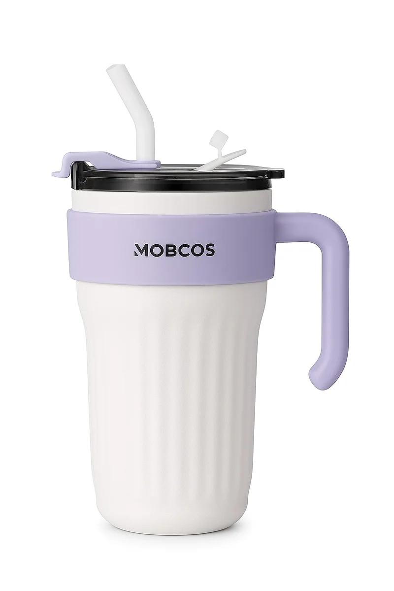 Mobcos 860ml Insulated Stainless Steel Tumbler with Handle &amp; Straw – 10 Hours Hot, 24 Hours Cold