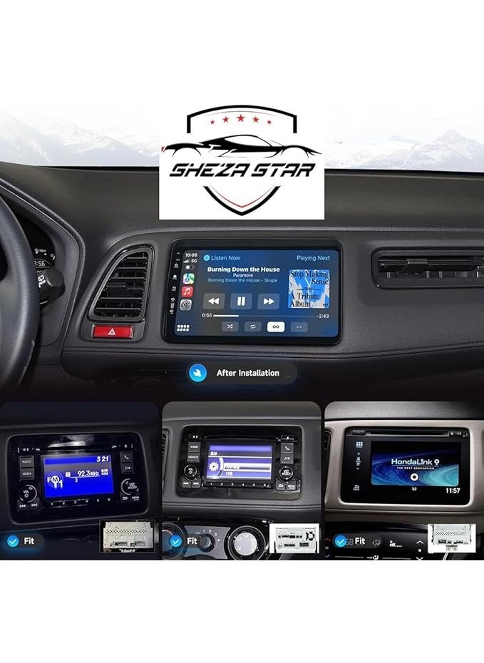 Android Car Stereo for Honda Vezel HRV 2013-2022 4GB RAM 64GB ROM Support Carplay, M-Link Wi-Fi BT, Radio GPS, 9 Inch IPS.QLED, Fast interface, Touch Screen with 360D Camera Included