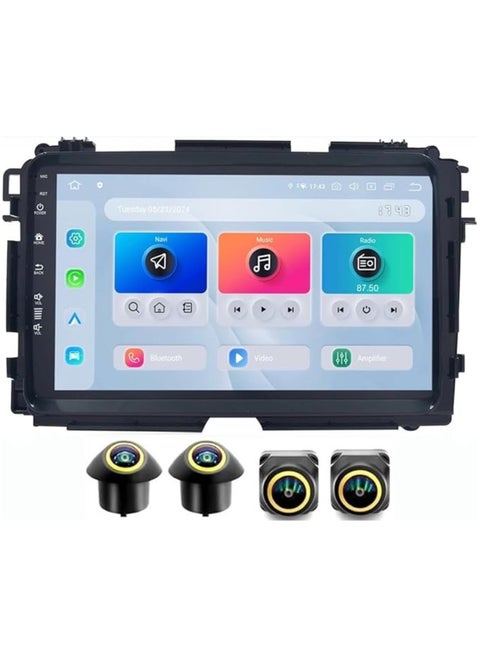 Android Car Stereo for Honda Vezel HRV 2013-2022 4GB RAM 64GB ROM Support Carplay, M-Link Wi-Fi BT, Radio GPS, 9 Inch IPS.QLED, Fast interface, Touch Screen with 360D Camera Included