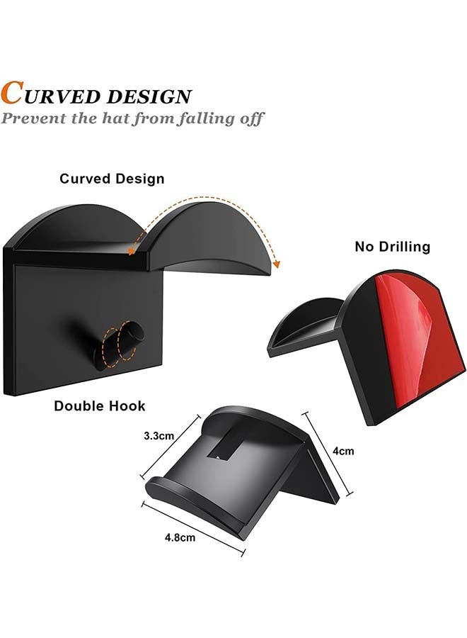 Arabest Hat Hooks for Wall, 10Pcs Adhesive Hat Racks for Baseball Caps Organizer Cowboy Hat Rack Display Hat Holder Cap Hangers for Closet, Black  - Image 3