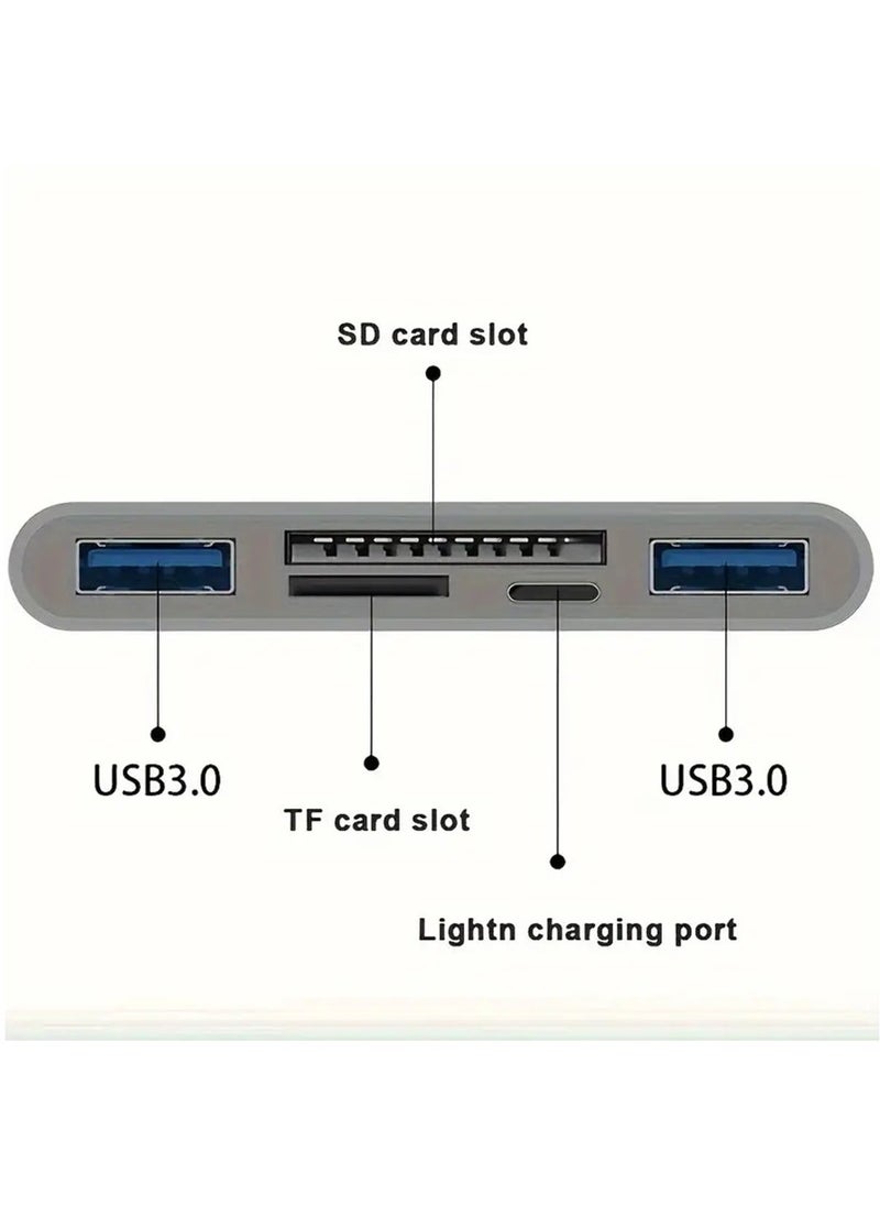 Hihonor - 5-in-1 Memory Card Reader, USB OTG Adapter & SD Card Reader for iPhone/iPad, USB C and USB A Devices with Micro SD & SD Card Slots, Supports SD/Micro SD/SDHC/SDXC/MMC - Image 1
