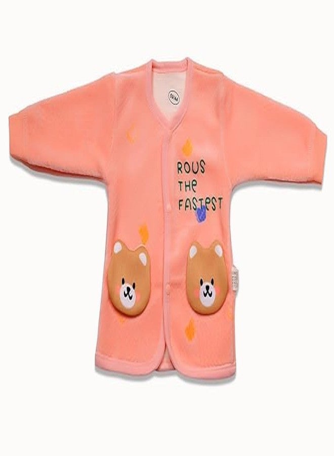 aRIC New Born Baby Boys & Baby Girls Casual Winter Dress - Track Suit, Bottom, Cap and Bib- 5 Piece Set (Peach, 0-3 months) - Image 2