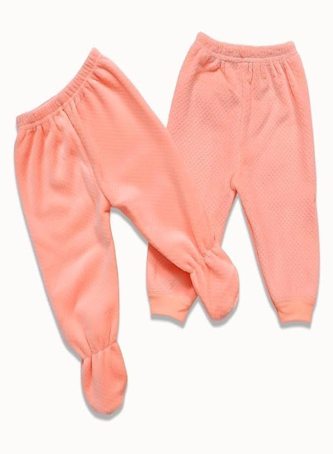 aRIC New Born Baby Boys & Baby Girls Casual Winter Dress - Track Suit, Bottom, Cap and Bib- 5 Piece Set (Peach, 0-3 months) - Image 3