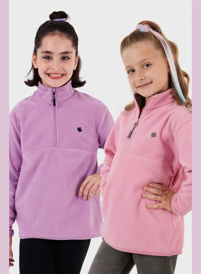 Lela Lela Soft Texture Zippered Stand Collar Raised 2-Pack Polar Kids POLAR 5905002S2