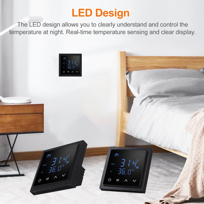 Smart Thermostat 16A Floor Heating Temperature Controller with LED Touch Screen 85-265V Electric Heating Control - Image 4