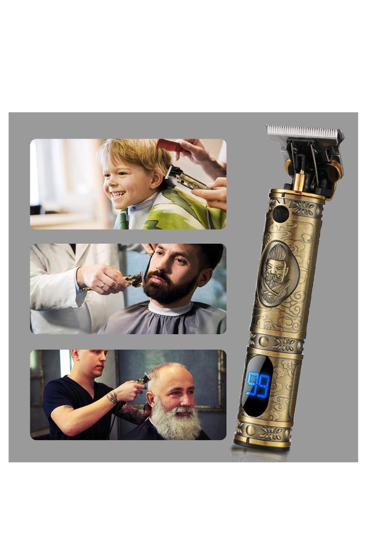 Upgraded Hair Trimmer Beard Clippers for Men Professional USB Electric Hair Clippers for Hair Cutting Trimmers Cordless Outliner Zero Gaped LED Display (Hair Clippers for Men, GOLD 05) - Image 3