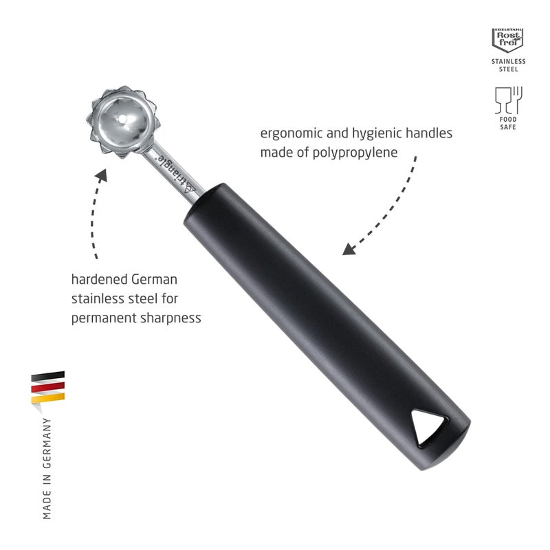 triangle Tomato and Fruit Huller - Stainless Steel - Easily Removes Stems, Hollows Out Tomatoes & Fruit, Works as Melon Baller - Dishwasher Safe - Image 2