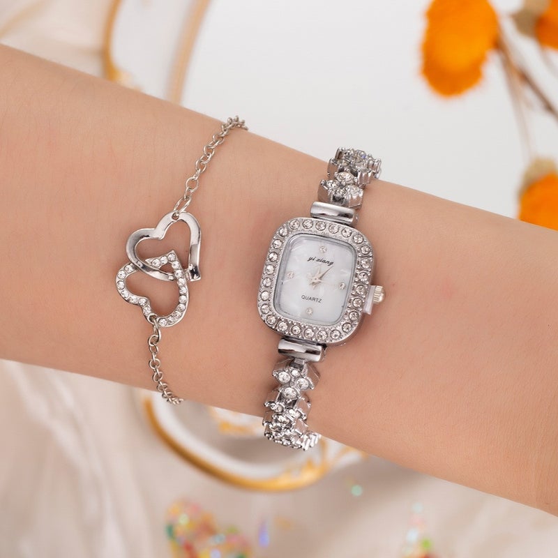 KUMO Trendy Fashion Water Crystal Alloy Steel Band Women's Quartz Watch with Decorative World Time Display - Image 1