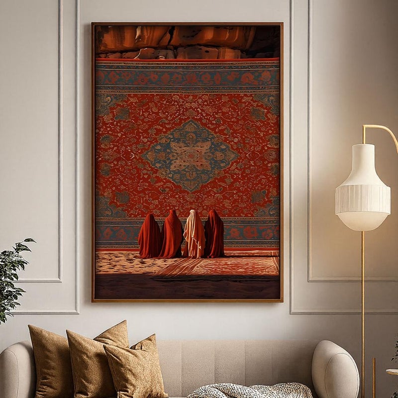 ماركتنا لوحة قماشية بتصميم الفن النجدي مع برواز مجوف مقاس (50×70) قطعة واحدة - Image 1