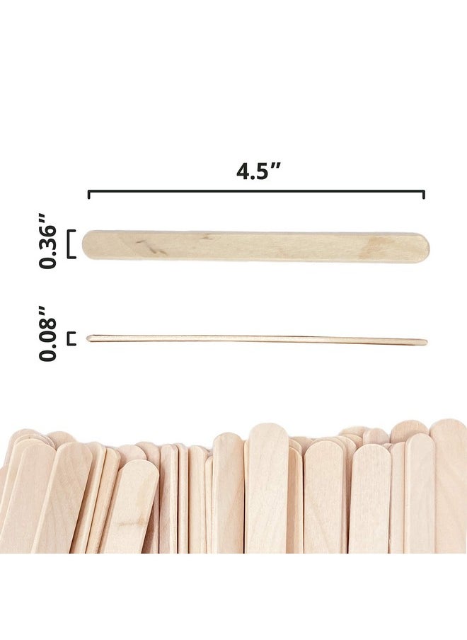 Makerstep 200 Natural Wood Craft Popsicle Sticks For Crafts 4.5 Inch Waxing Spatulas Epoxy Resin Stirring Ice Cream Candy Making And Garden Markers. Smooth Splinter Free Wooden Wax Sticks  - Image 3