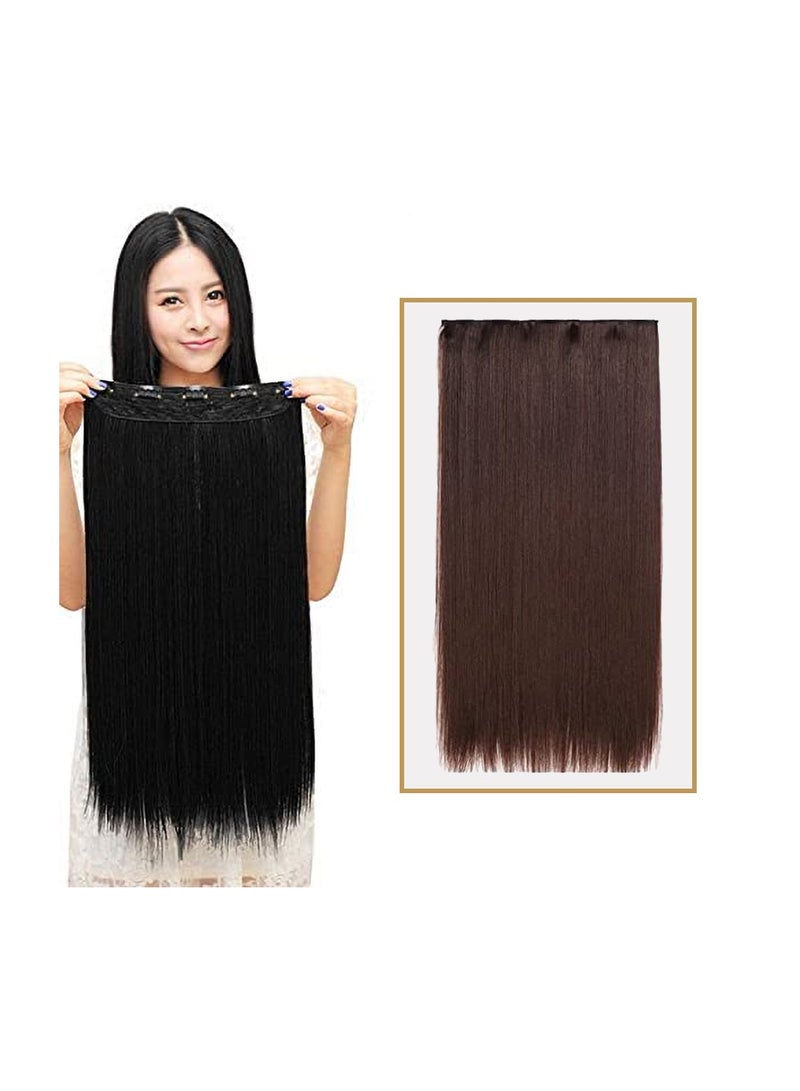 إستيل وصلة شعر Eestelle كاملة الرأس قطعة واحدة طويلة مستقيمة ومموجة مع 5 مشابك مناسبة للنساء والفتيات (اللون رقم 6 مستقيم) - Image 1