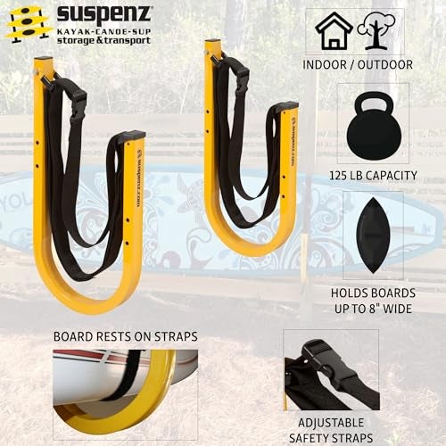 Suspenz SUP Storage Rack, Stand Up Paddle Board and Surfboard Rack with Safety Straps - Image 3