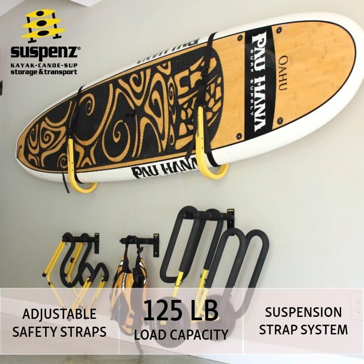 Suspenz SUP Storage Rack, Stand Up Paddle Board and Surfboard Rack with Safety Straps - Image 2