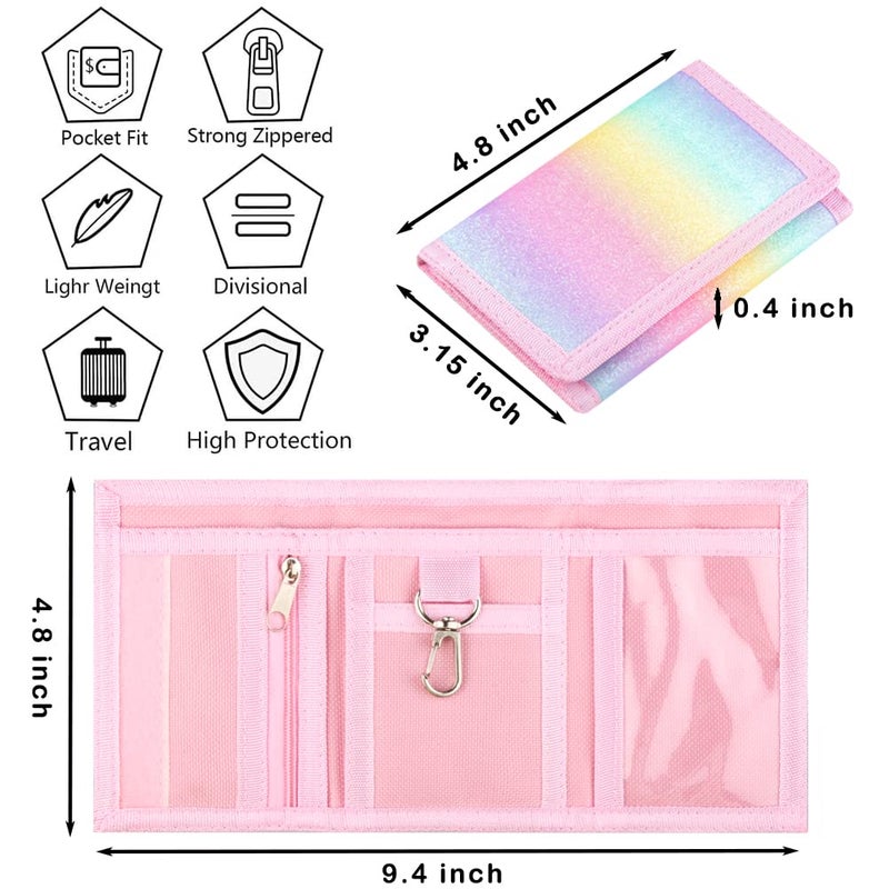 Lamiza RFID Kids Wallet for Girls & Toddlers - Cute & Glittery Rainbow Design with Coin Pocket & Magic Sticker - Image 3