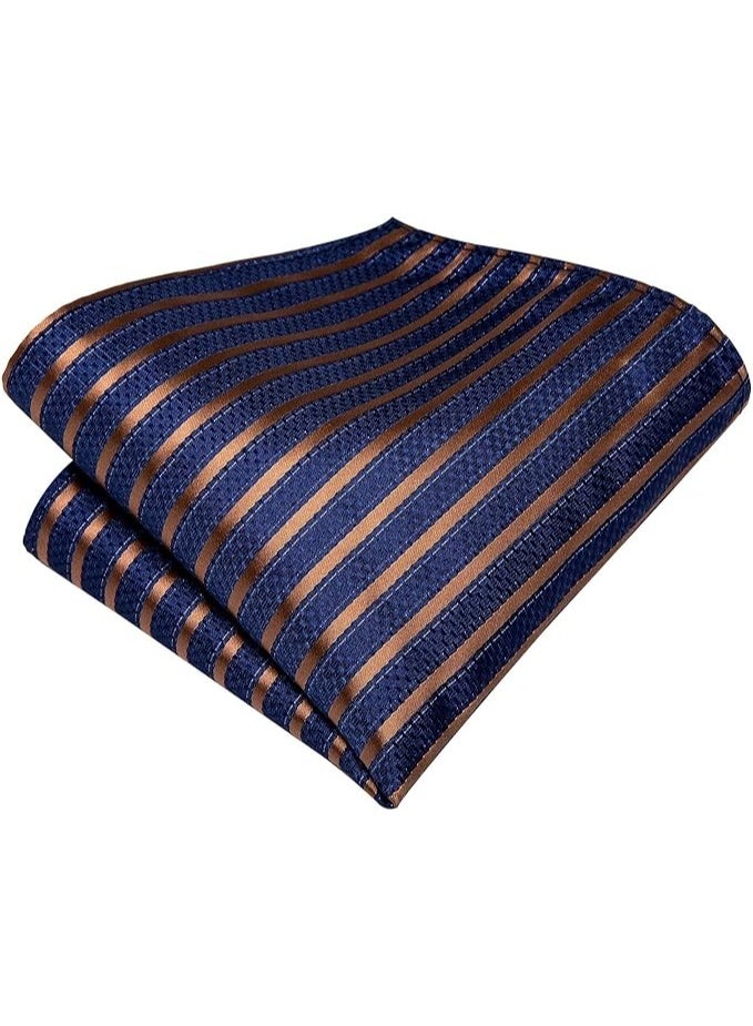 Dubulle Mens Paisley Striped Tie WOVEN Necktie for Men and Handkerchief Cufflinks Set Wedding Formal Business - Image 4