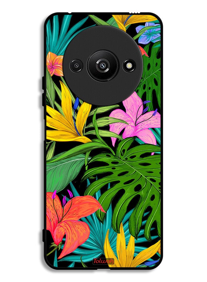 Tolwak Xiaomi Redmi A3 4G Protective Case Cover Pattern Tropical Flowers Leaves - Image 1