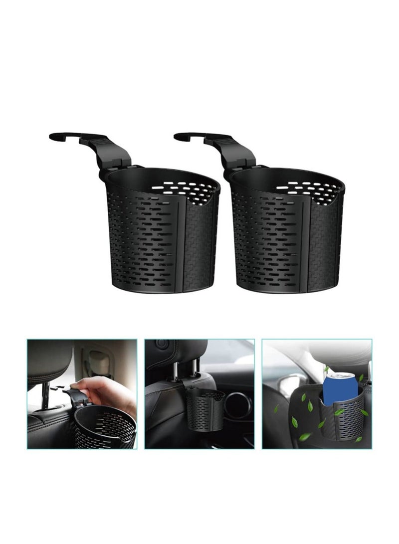 Generic Universal Car Back Seat Cup Holder, 2Pcs Car Headrest Cup Holder Drink Water Bottle Storage, Seat Back Hook Organize Storage Basket for Keys Cards Wallets Coffe Tumbler, Black  - Image 1