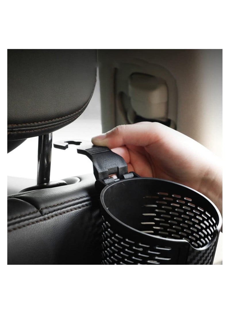Generic Universal Car Back Seat Cup Holder, 2Pcs Car Headrest Cup Holder Drink Water Bottle Storage, Seat Back Hook Organize Storage Basket for Keys Cards Wallets Coffe Tumbler, Black  - Image 3