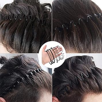 LERNOU Elastic Wavy Spring Wave Hair Band, Multi-Style Black Non-slip Metal Hair Hoop, Unisex Sport Fashion Hair Band Accessories for Women and Men(6 Pieces) - Image 5
