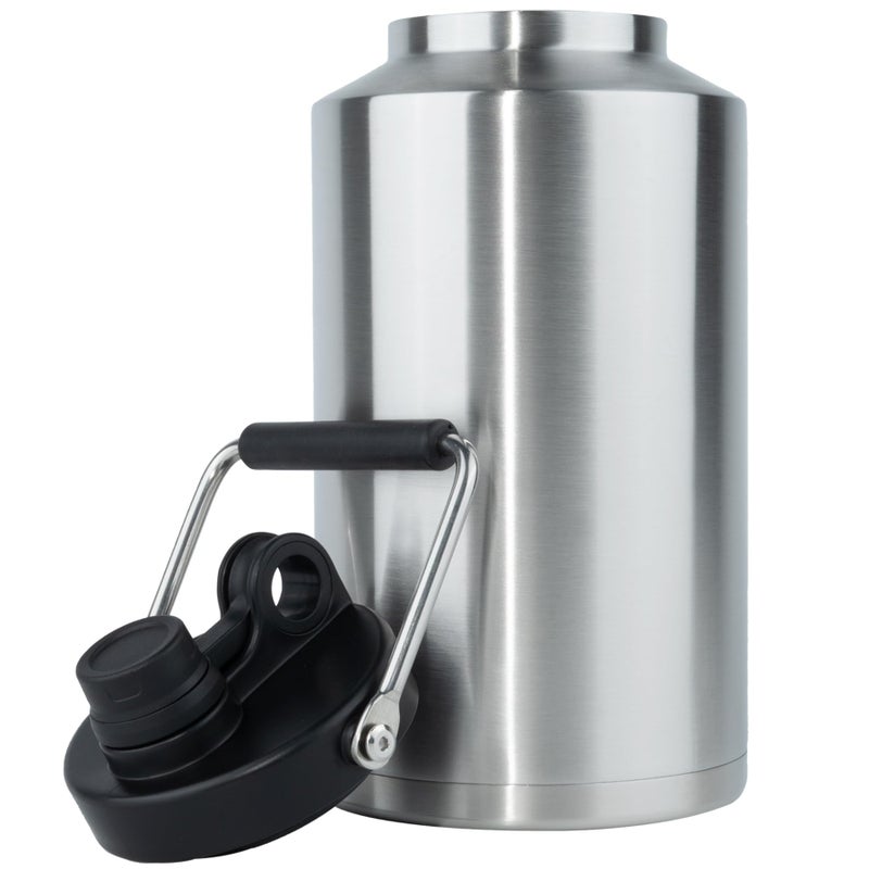 Kerilyn Insulated Gallon Jug with Handle One Gallon 128oz Stainless Steel Large Double Vacuum Water Bottle for Hot Cold Drinks Wide Mouth Sweat Proof Great for Travel Camping Stainless