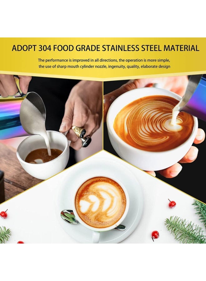 Milk Frothing Pitcher with Latte Pen, 304 Stainless Steel Milk Frother Jug, Metal Latte Art Pitcher, Espresso Steaming Pitcher, Cappuccino Latte Art Cup, Dishwasher Safe  - Image 4