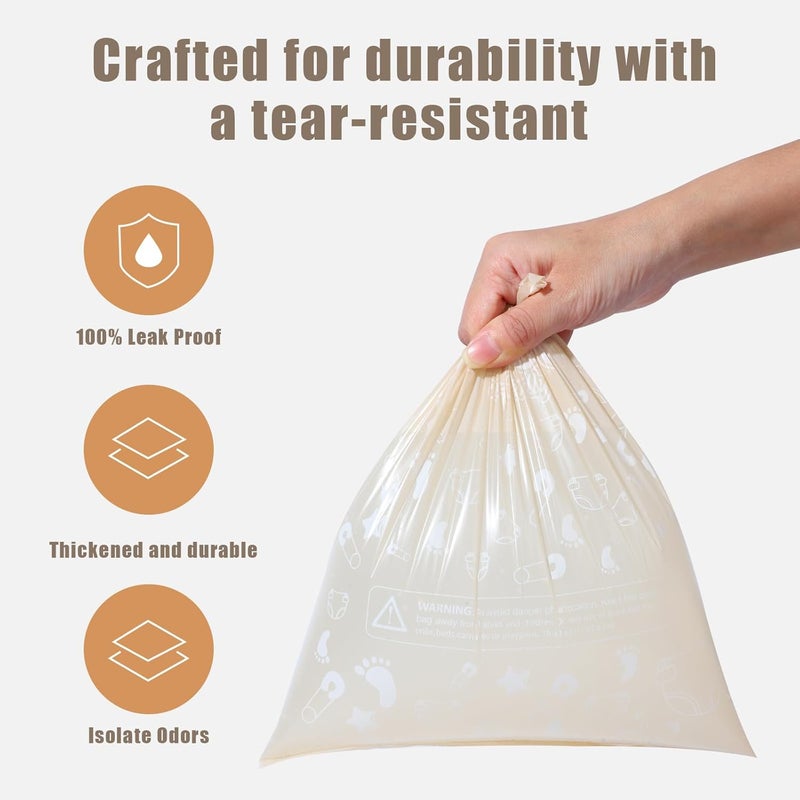 USBOO Diaper Bags Disposable for Baby Biodegradeable Dirty Diaper Bags 8 Refill Rolls120 Bags with Dispenser  Leak Proof Diaper Trash Bags  Baby Poop Bags  Fresh Powder Scent - Image 5