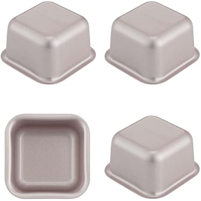 Mini Brownie Cake Pan Set 24Inch 4Pcs NonStick Square Muffin Pan Blondie Bakeware For Oven And Instant Pot Baking Champagne Gold - Image 1