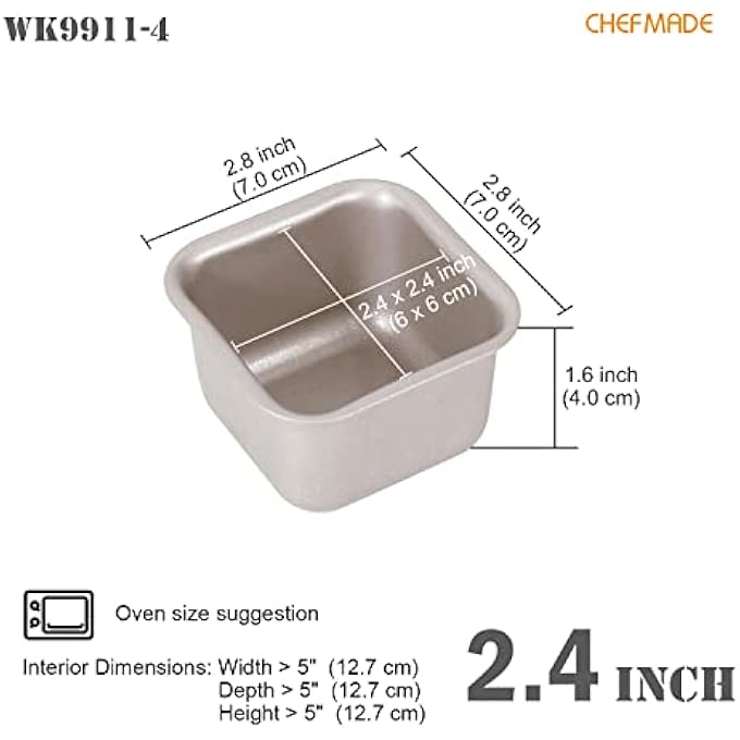 Mini Brownie Cake Pan Set 24Inch 4Pcs NonStick Square Muffin Pan Blondie Bakeware For Oven And Instant Pot Baking Champagne Gold - Image 3