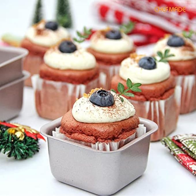 Mini Brownie Cake Pan Set 24Inch 4Pcs NonStick Square Muffin Pan Blondie Bakeware For Oven And Instant Pot Baking Champagne Gold - Image 2