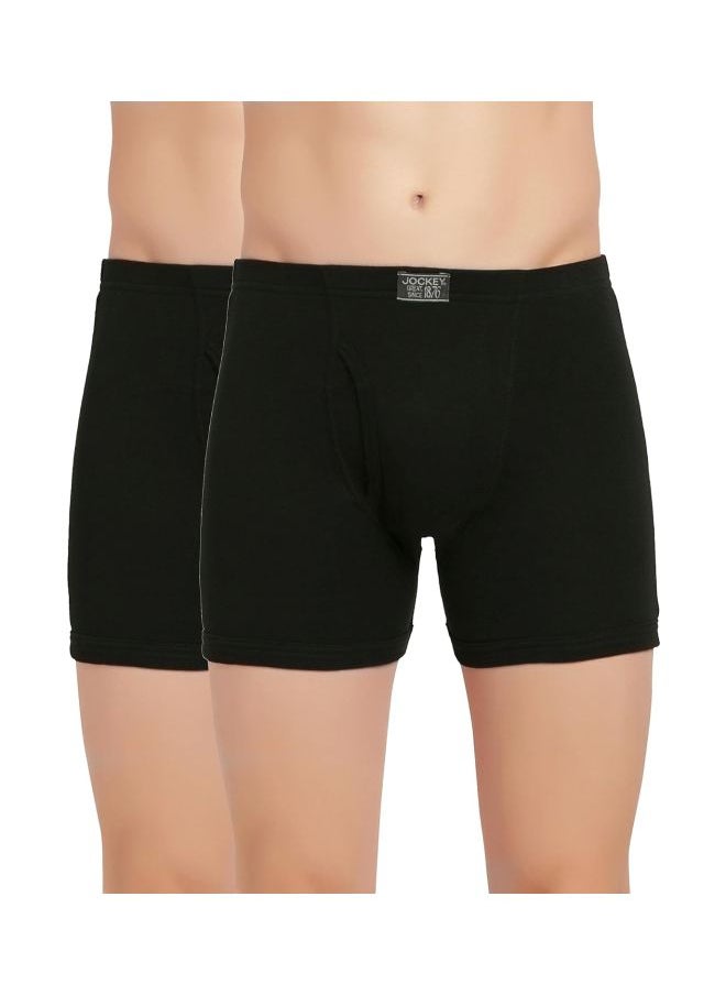 JOCKEY - Jockey 8008 Men Super Combed Cotton Rib Solid Boxer Brief with Ultra soft Concealed Waistband Pack of 2 - Image 1