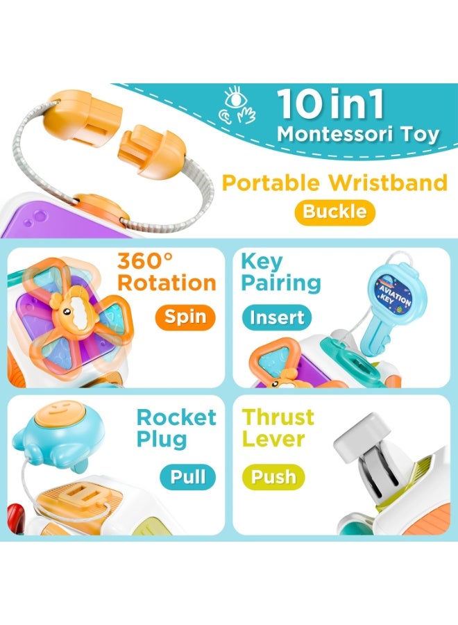 10 in 1 Baby Busy Board Cube, Montessori Sensory Toy Toddler 1-3, Infant Carseat Plane Travel, Kid Education Learning Activity, Birthday Gift 6 9 10 12 18 Month 1 2 Year Old Boy Girl - Image 3