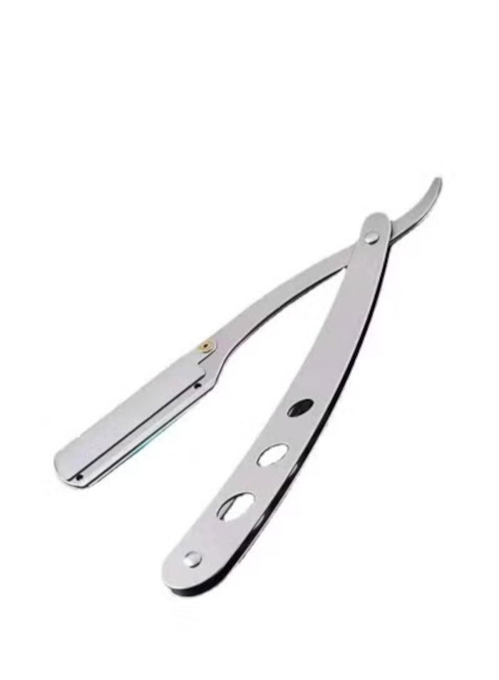 Professional Cut Straight Razor, Single Blade, Beard Shaving Razor Silver - Image 1