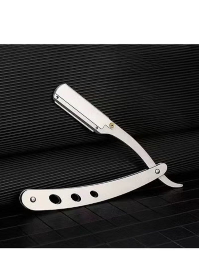 Professional Cut Straight Razor, Single Blade, Beard Shaving Razor Silver - Image 3