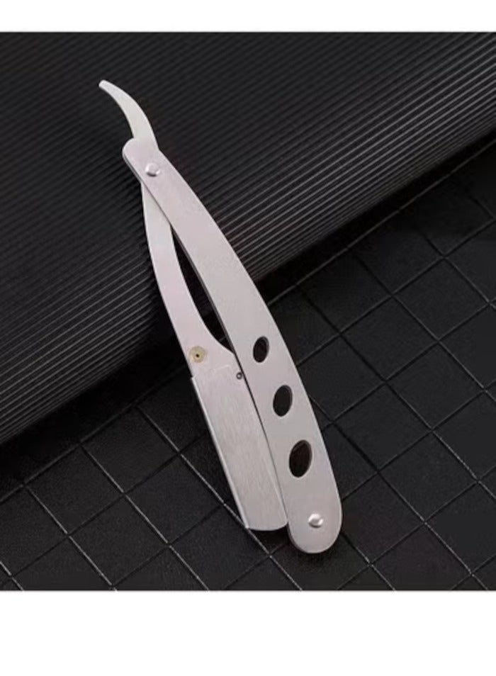 Professional Cut Straight Razor, Single Blade, Beard Shaving Razor Silver - Image 4