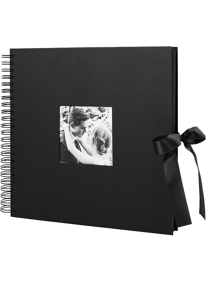 The Bros DIY Photo Album with Photo Opening Wedding Guest for Anniversary Travel Memory Black 10X10inch - Image 1
