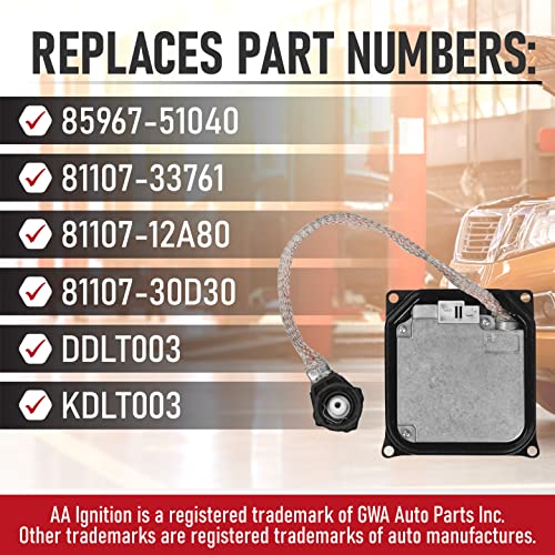 AA Ignition HID Ballast with Ignitor - Xenon Headlight Control Unit - Replaces 85967-51040, 81107-33761, 81107-30D30, DDLT003, KDLT003 -Compatible with Toyota & Lexus Vehicles - SC430, ES350, LS460, Prius, Avalon - Image 3