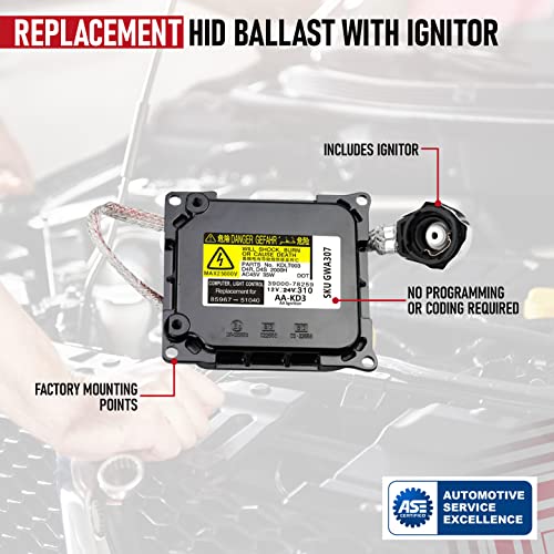 AA Ignition HID Ballast with Ignitor - Xenon Headlight Control Unit - Replaces 85967-51040, 81107-33761, 81107-30D30, DDLT003, KDLT003 -Compatible with Toyota & Lexus Vehicles - SC430, ES350, LS460, Prius, Avalon - Image 4