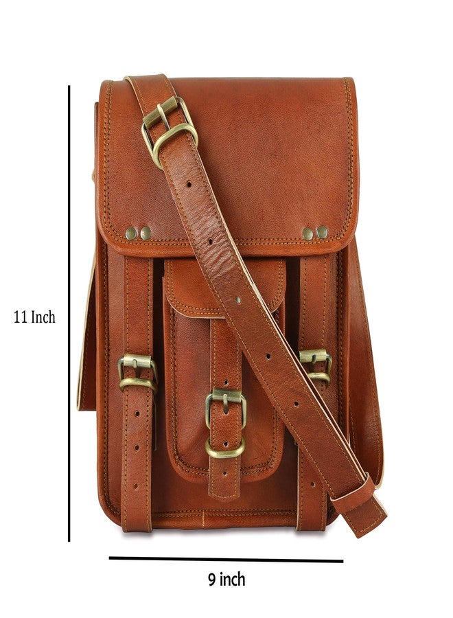RSN Stylish Genuine Leather 3 Compartment Unisex Sling Bag Cross Body Bag (11x9 Inch) - Image 5
